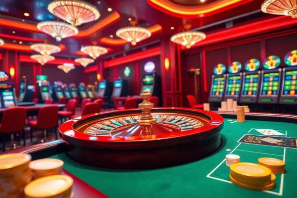 Engage with exciting gambling experiences at tr88 trang chủ with a thrilling casino scene filled with poker chips and roulette wheels.