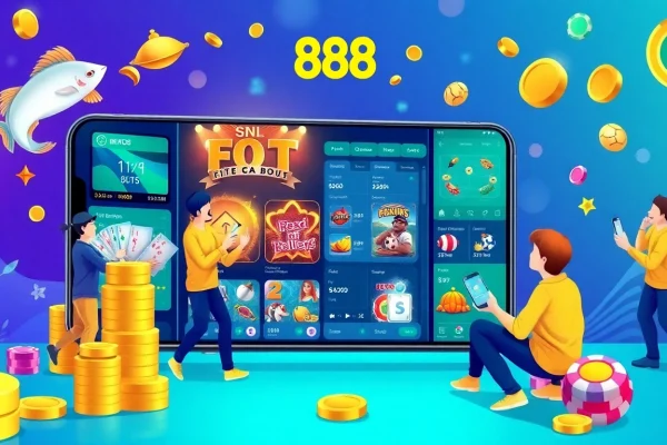 Vibrant digital illustration showcasing the dynamic gaming interface of 888b.rodeo with sports betting and online games.