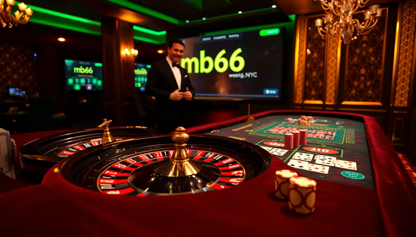 Experience the thrill of gambling at mb66.nyc with vibrant casino tables and professional dealers.