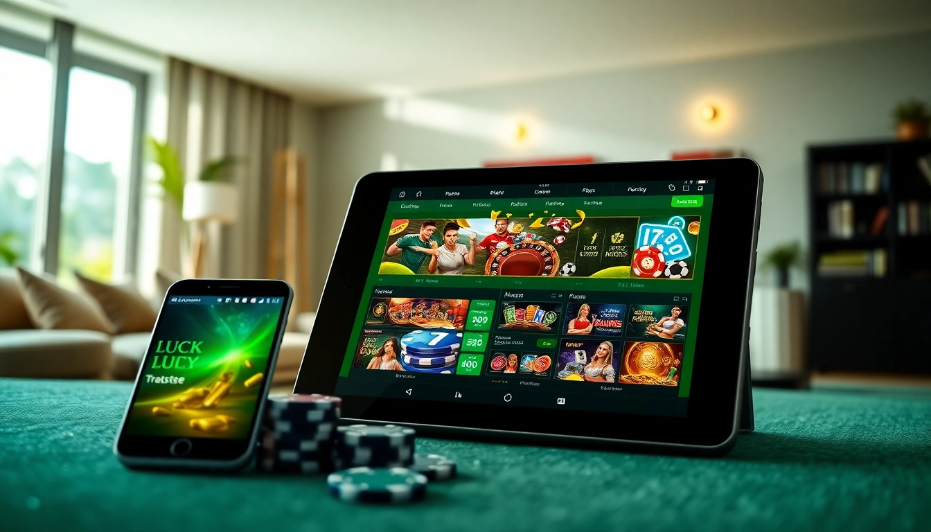 Engaging visual of UU88 betting platform interface on a tablet amidst a stylish setting.