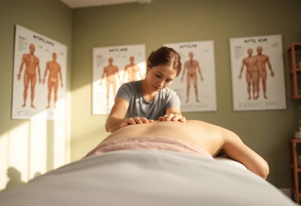 Myofascial release therapy session showcasing therapist's technique on a patient.